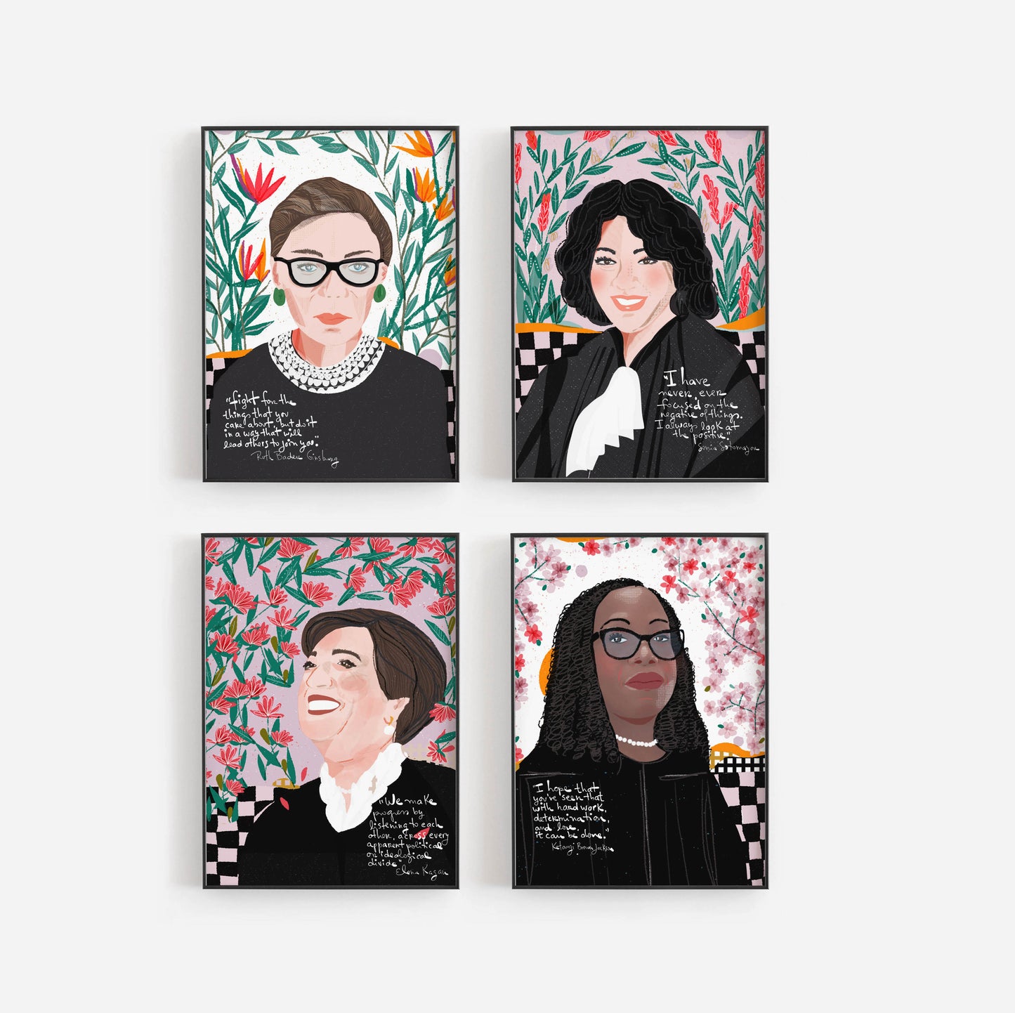 The Supremes Special Spring Edition, Ketanji, RBG, Sonia Sotomayor, Elena Kagan, Cubicle Decor WALL ART - VIOLETREDSTUDIO