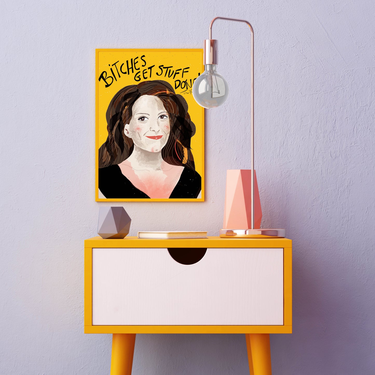 TINA FEY ART- Girls Apartment Art-Bitches Get Stuff Done Art- Typographic Art- Gorgeous Wall Art- Ladies Room Wall Art - VIOLETREDSTUDIO