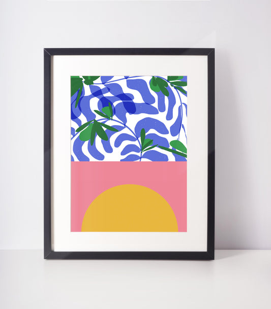 PINK Abstract Art Print, Colorful Cubicle Decor - VIOLETREDSTUDIO