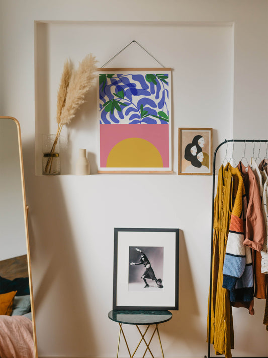 PINK Abstract Art Print, Colorful Cubicle Decor - VIOLETREDSTUDIO