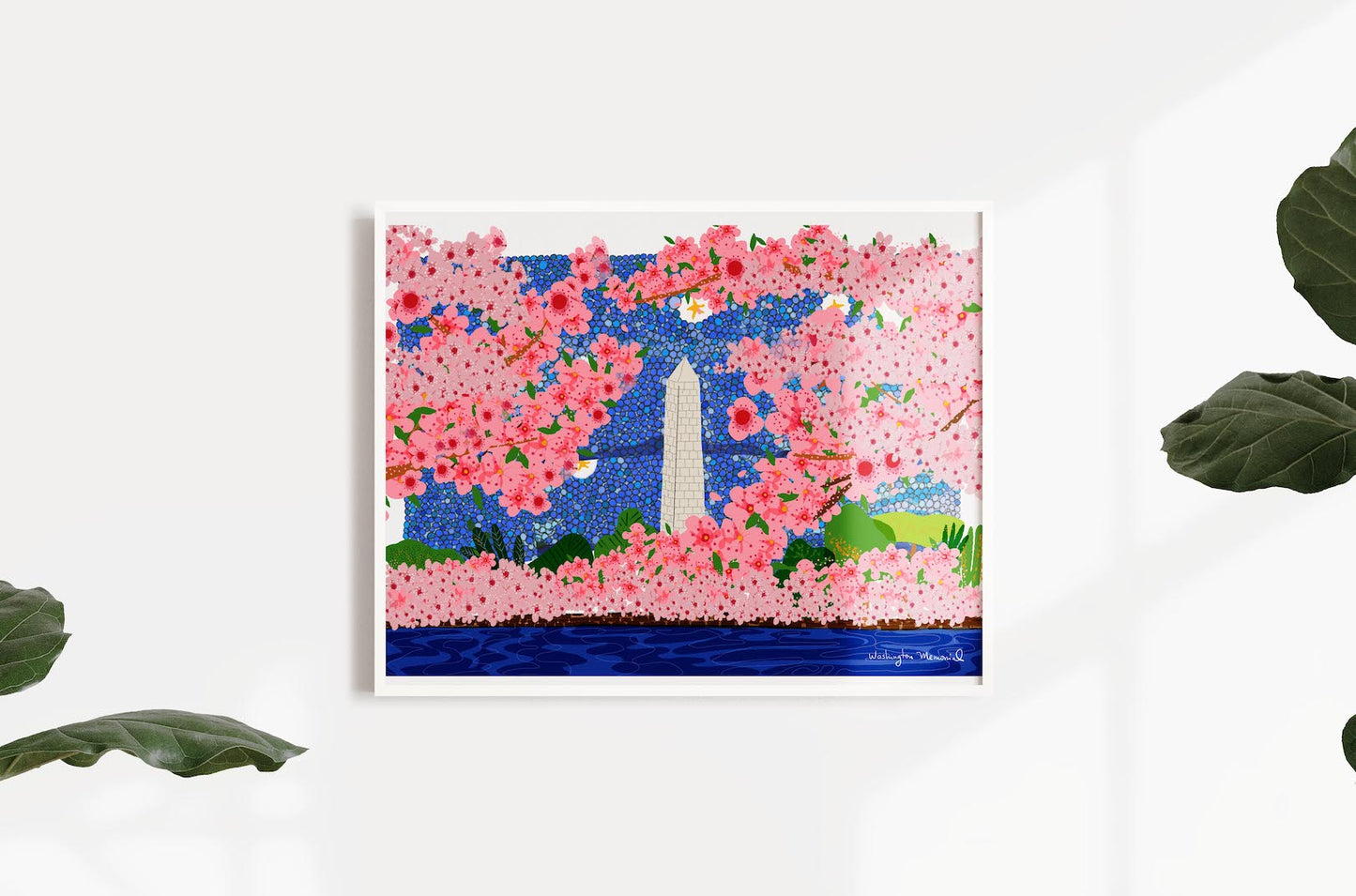 Washington Memorial With Cherry Blossoms - VIOLETREDSTUDIO