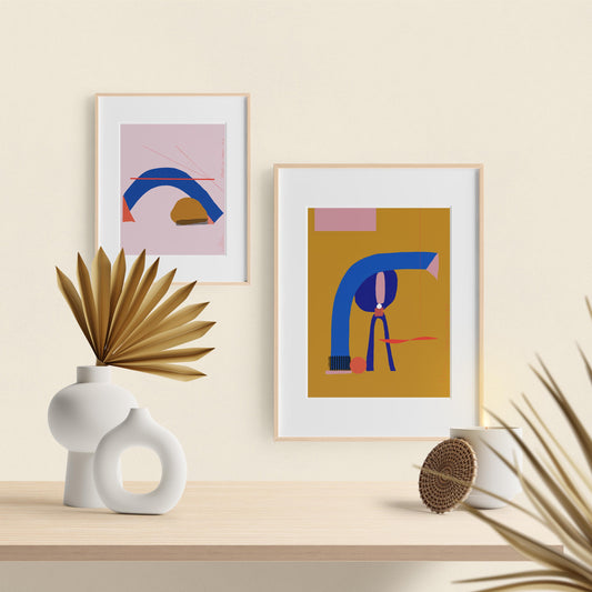 Modern art wall, Bedroom Decor, Yellow ochre Art Print - VIOLETREDSTUDIO