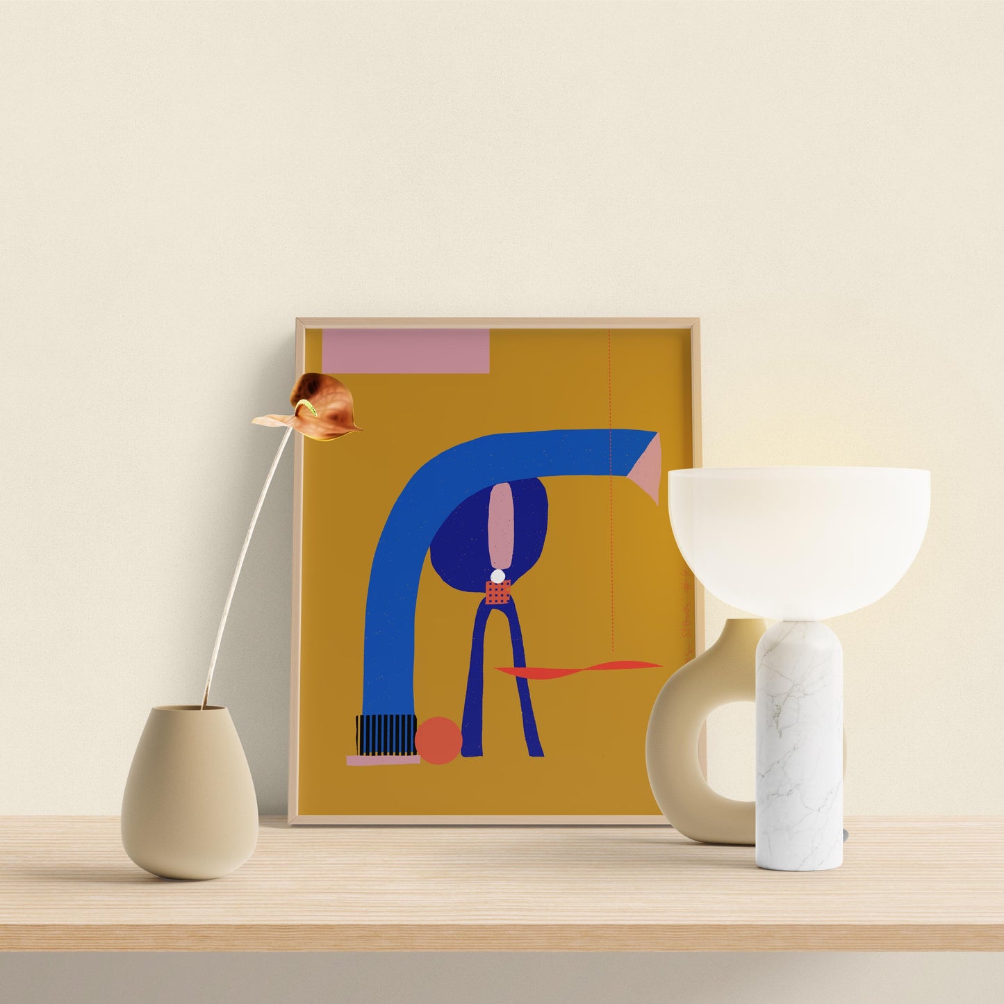 Modern art wall, Bedroom Decor, Yellow ochre Art Print - VIOLETREDSTUDIO