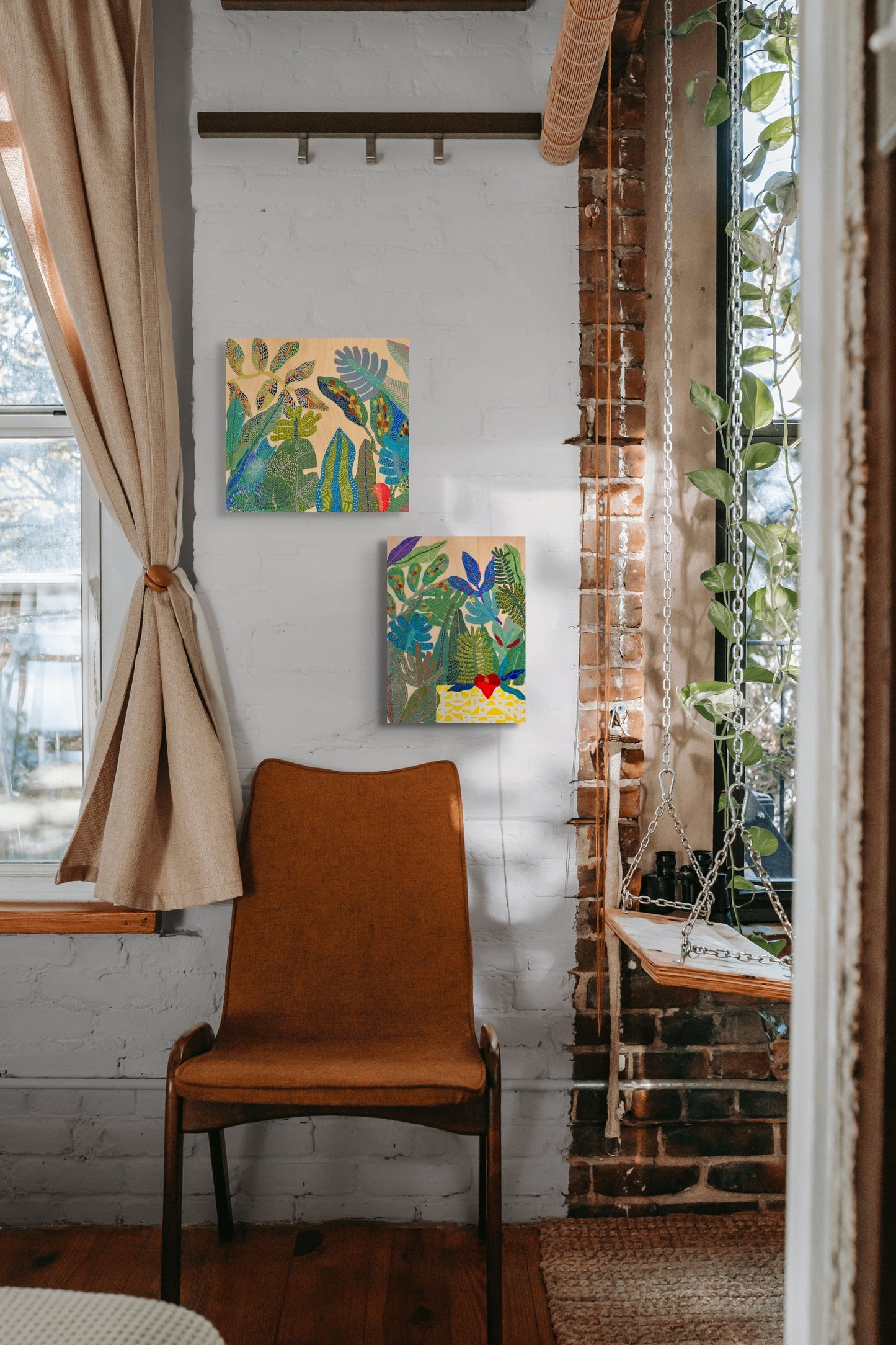 “Jungle Still Life” – Original Mixed Media Painting on Wood Panel