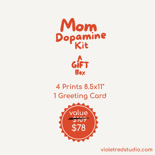 Mother’s Day Art Gift Box – 4 Bold Botanical Prints + Greeting Card | Colorful Wall Art for Mom | Dopamine Decor