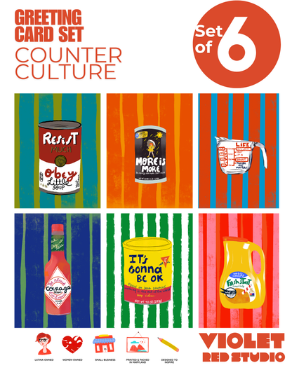 Counter Culture Curated Selection - Illustrated Set, Blank Inside - Snail Mail - VIOLETREDSTUDIO