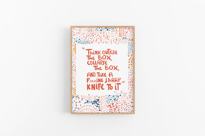 Typographic Art Print - Inspirational Quote & Positive Wall Decor, Thinking Outside the Box. - VIOLETREDSTUDIO