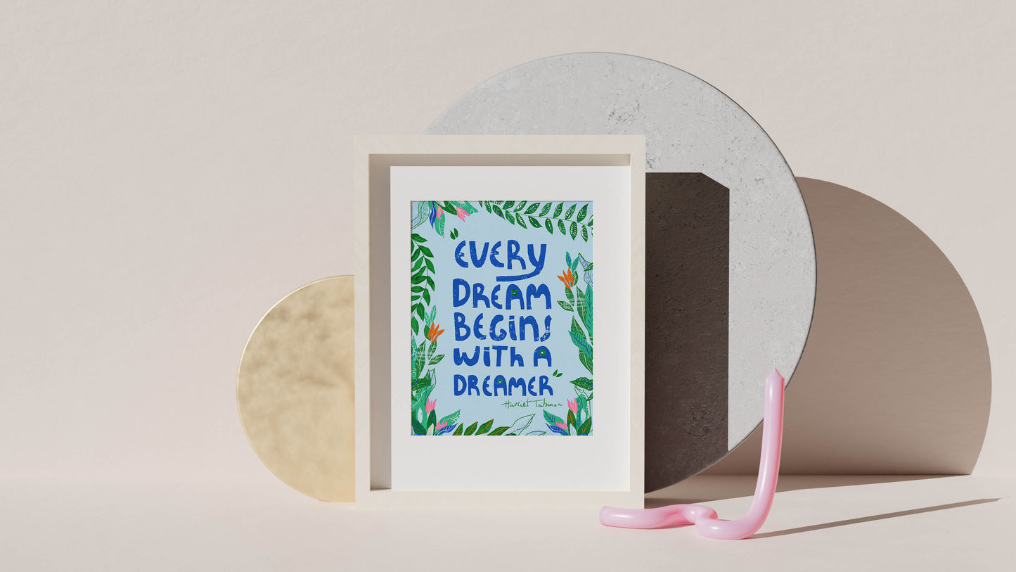 Set of 4 Inspirational Quote Prints – Motivational Wall Art for Dreamers, Students & Dorm Room Decor