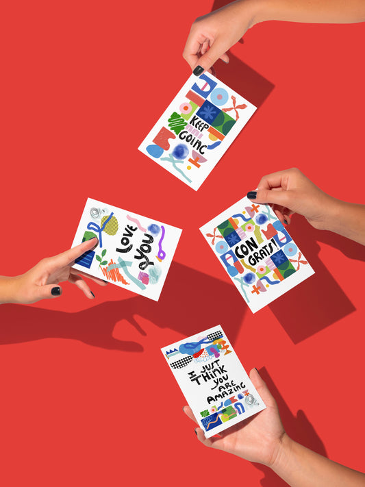 Set of 4 Everyday Cards – Keep Going, Love You, Congrats & You Are Amazing