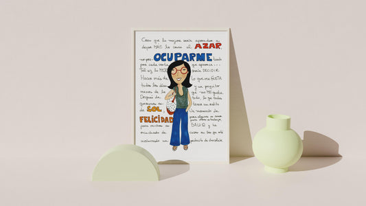 An art print in Spanish with inspiring quote