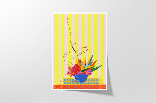 Berry Flower Color Palette Art, New Home Gift, Positive Wall Art, Retro Art Print, Flower Art #12