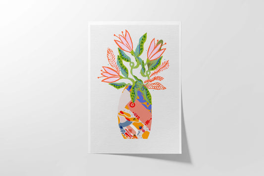 Vibrant Flower Bouquet Art Print: Maximalist Wall Decor for Bold Interiors & Dorm Rooms