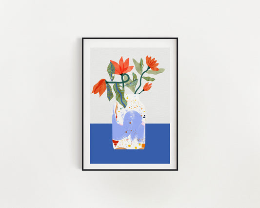 Set of 4 Colorful Flower Prints – Modern Botanical Wall Art, Vibrant Floral Posters for Dorm, Bedroom & Living Room Decor