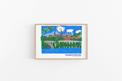 Georgetown University Art Print - VIOLETREDSTUDIO
