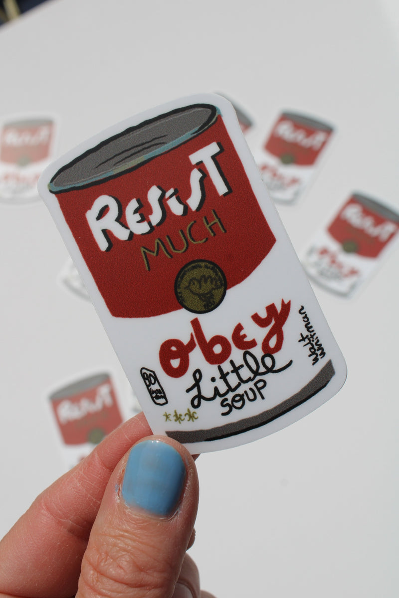 Resist Soup Can Sticker - VIOLETREDSTUDIO