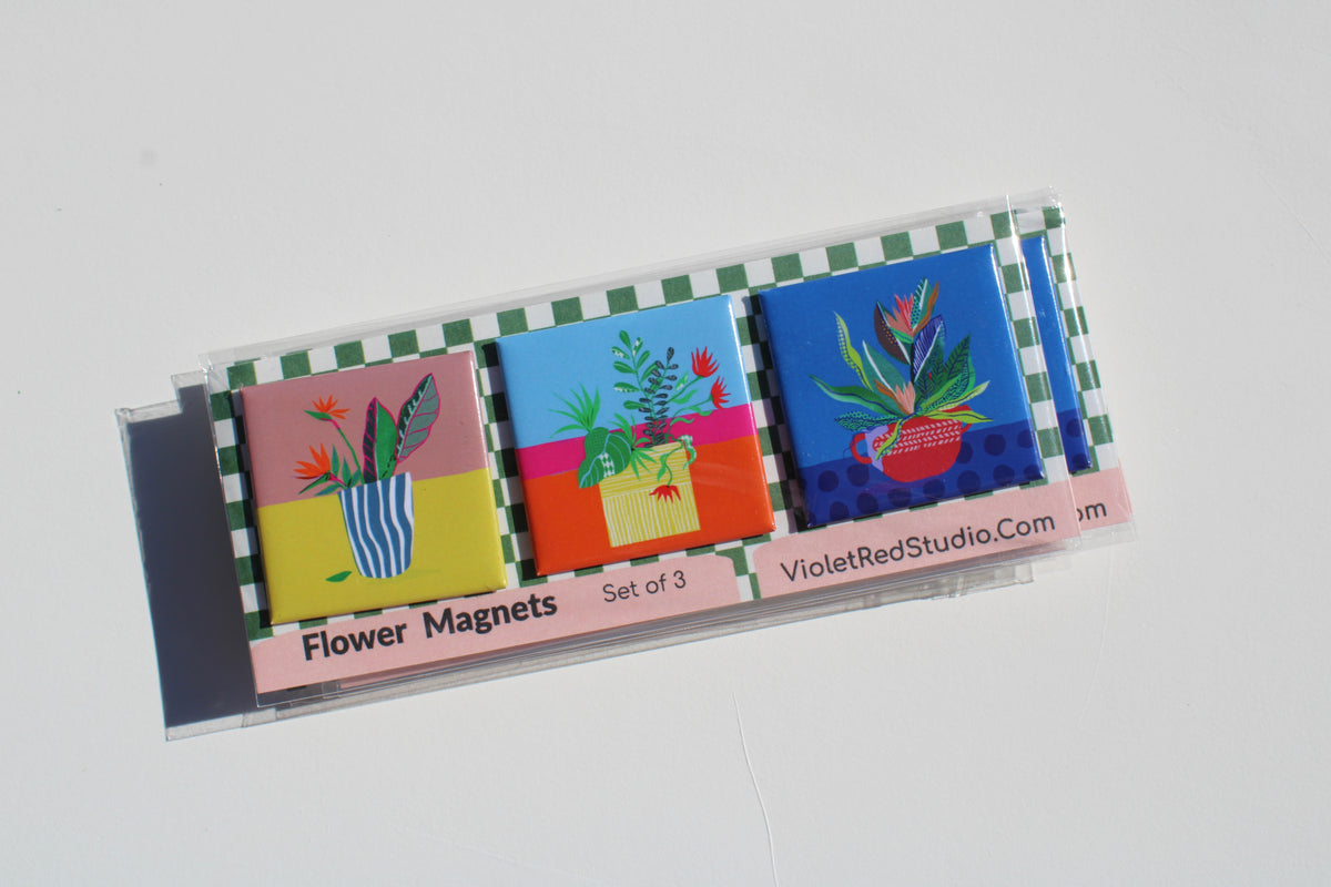 Flower Magnets – Set of 3 - VIOLETREDSTUDIO