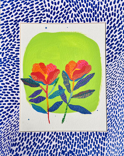 Glow Bloom – Original Flower Art on Paper - VIOLETREDSTUDIO