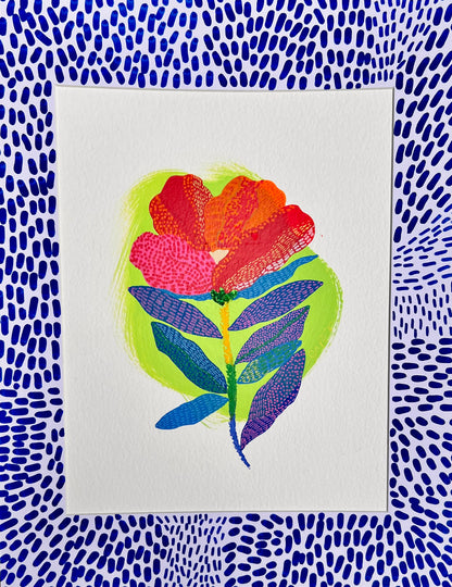 Glow Bloom – Original Flower Art on Paper - VIOLETREDSTUDIO