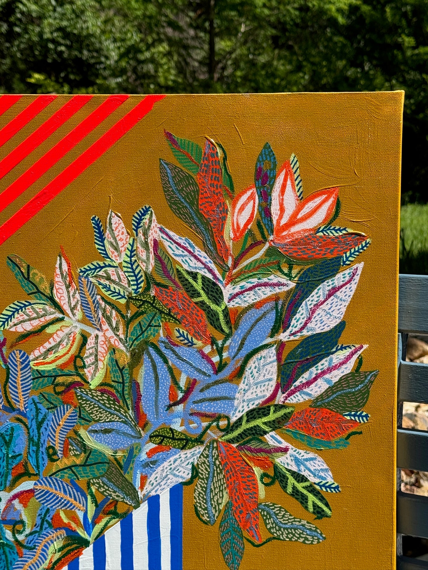 “Striped Still Life” – Original Mixed Media Painting on Canvas (24x24)