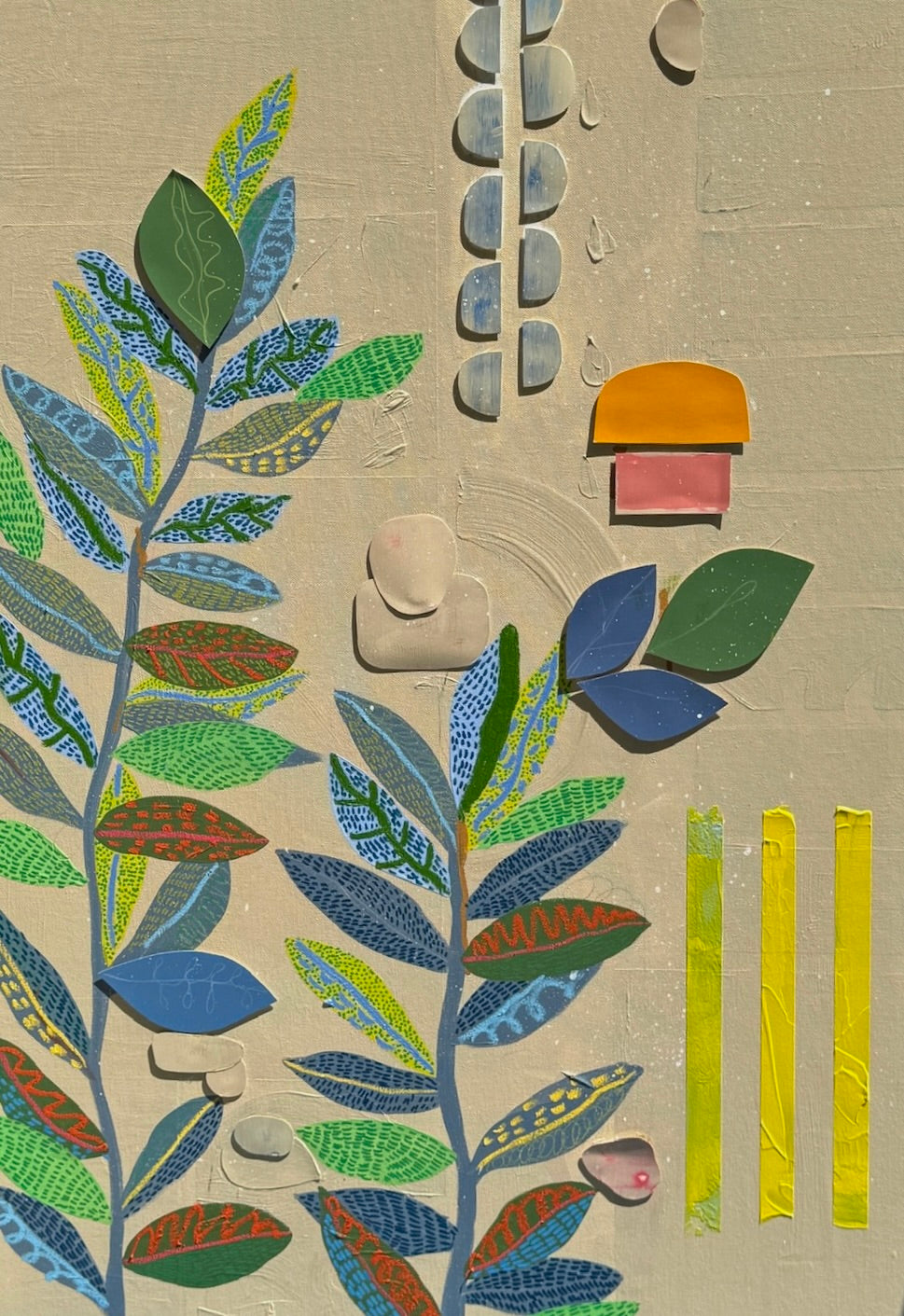 “Stacked Garden” – Original Mixed Media Painting on Canvas ( 36x24")