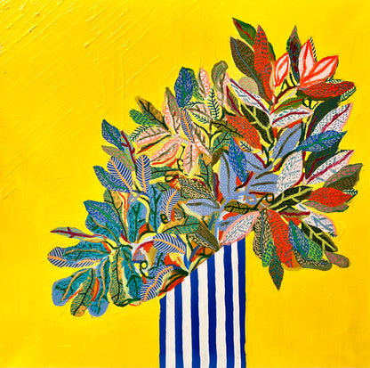 “Buy Yourself Flowers” – Original Mixed Media Painting on Canvas (24x24) - VIOLETREDSTUDIO
