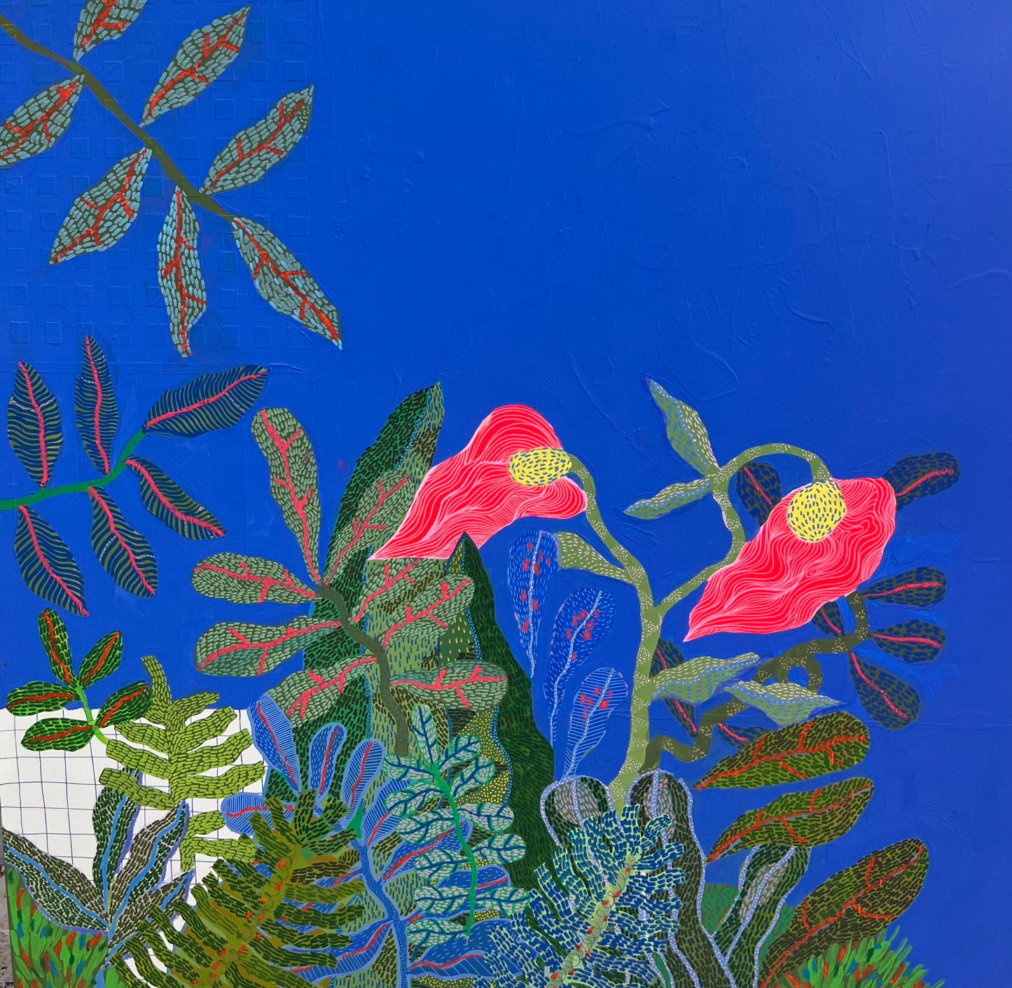 Baile Inolvidable #2 | 36 x 36 Abstract Botanical Original Wall Art | Mixed Media Original on Canvas | One of a Kind - VIOLETREDSTUDIO