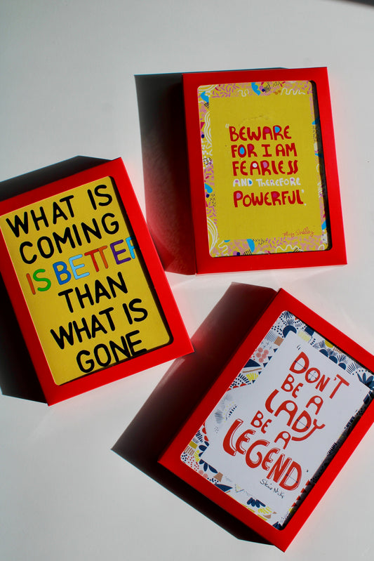 6-pack Inspiring Quotes - Illustrated Set, Blank Inside - Encouragement Snail Mail