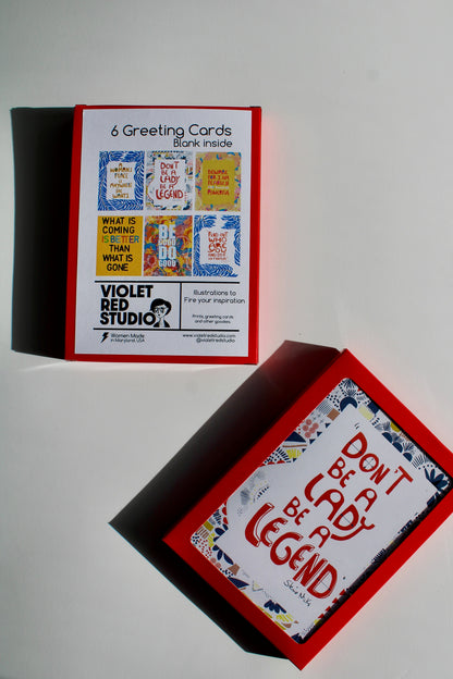 6-pack Inspiring Quotes - Illustrated Set, Blank Inside - Encouragement Snail Mail - VIOLETREDSTUDIO