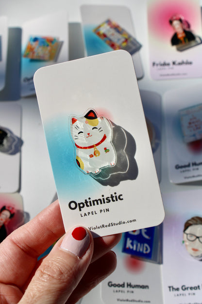 Maneki Neko Lapel Pin - VIOLETREDSTUDIO