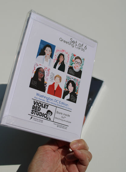 6-pack Women Leaders Greeting Cards - Illustrated Set, Blank Inside, Snail Mail - VIOLETREDSTUDIO