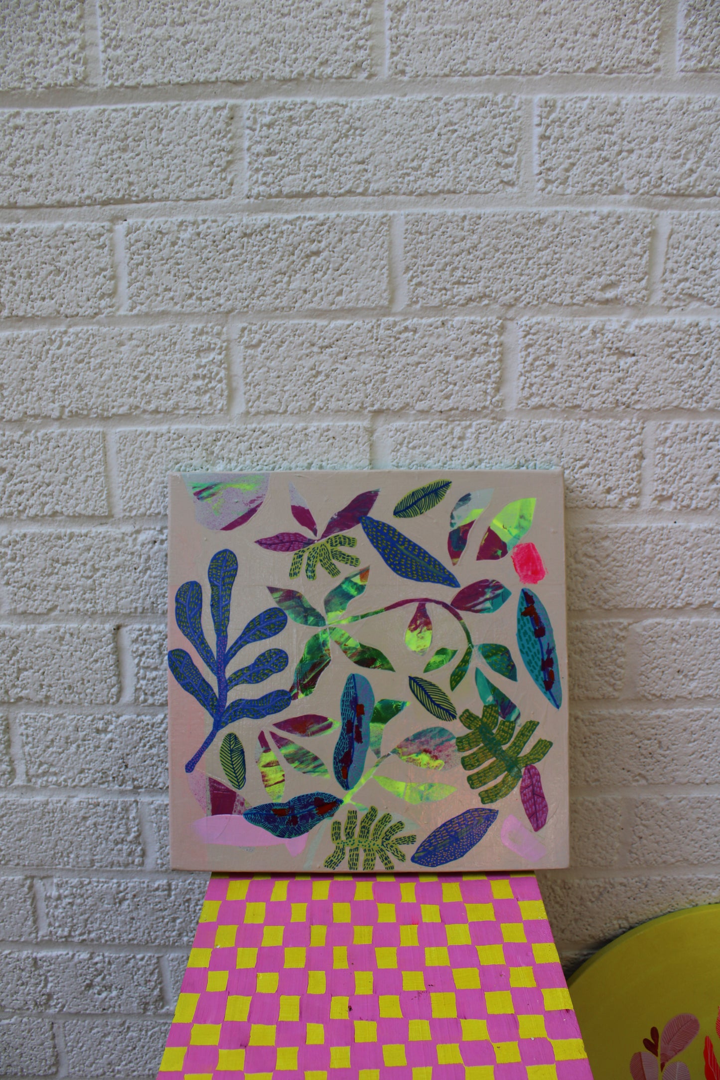 “Neon Tropics” – Original Mixed Media Painting on Canvas (12x12)