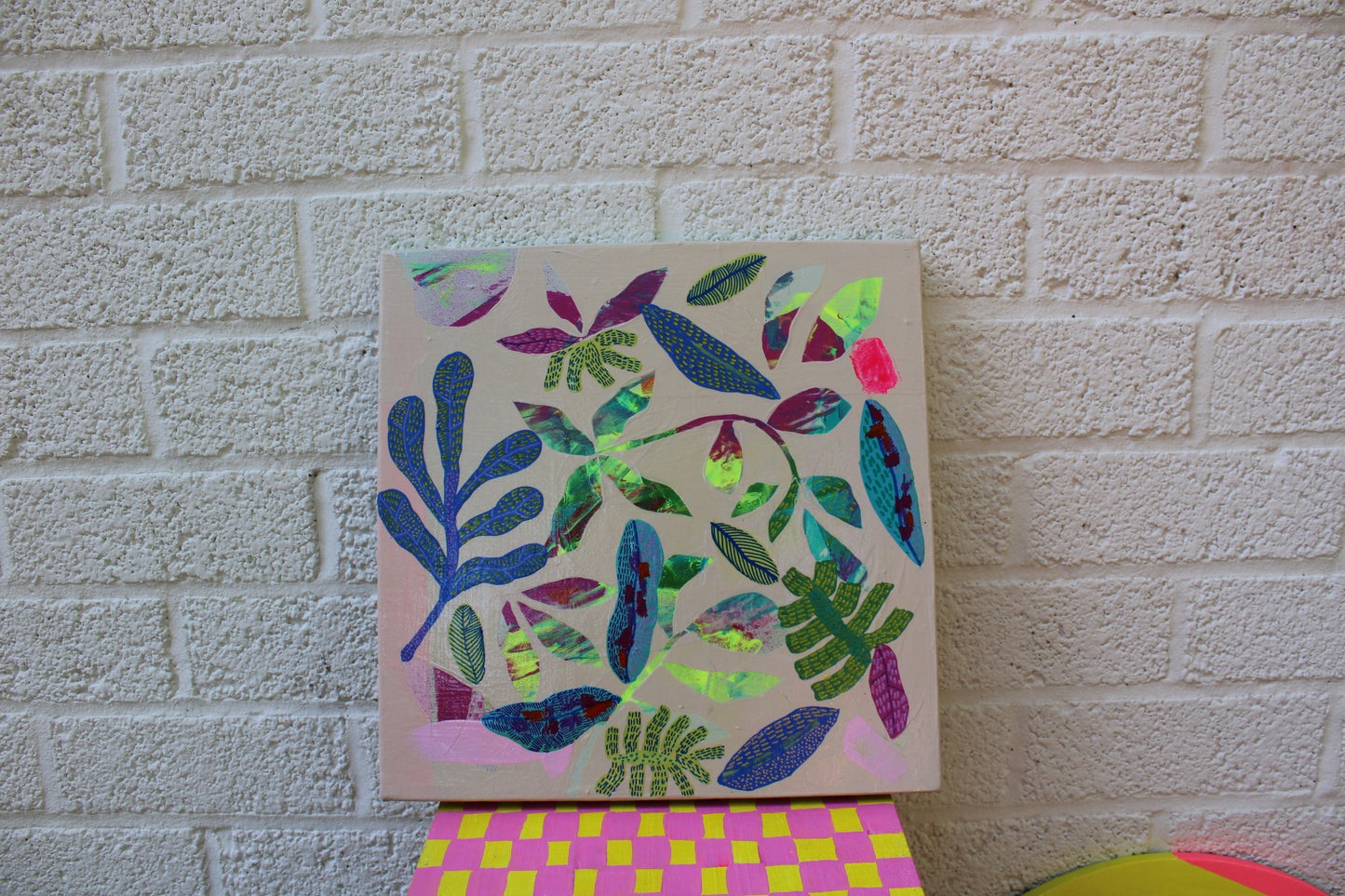 “Neon Tropics” – Original Mixed Media Painting on Canvas (12x12)
