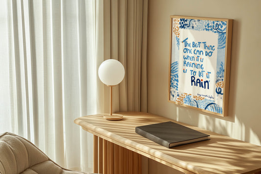 “Let It Rain” – Henry Wadsworth Longfellow Literary Quote Art Print - VIOLETREDSTUDIO