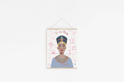 Queen Nefertiti Art Print- Ancient Egyptian Wall Art, Feminine Power Home Decor, Regal History Portrait - VIOLETREDSTUDIO