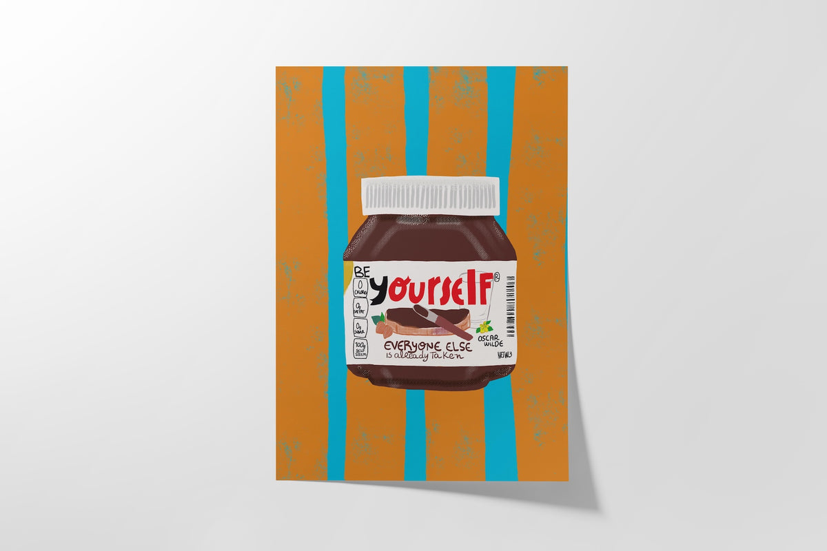 Illustrated Nutella inspired jar with Oscar Wilde Quote