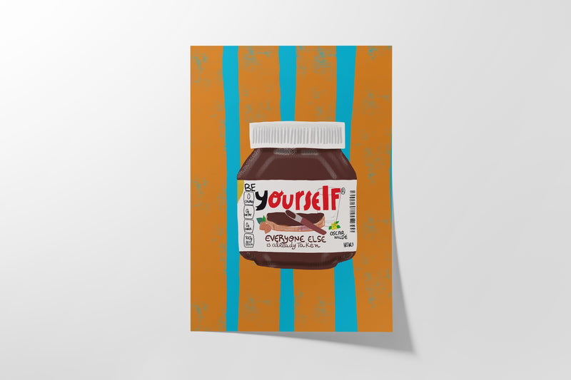 Illustrated Nutella inspired jar with Oscar Wilde Quote
