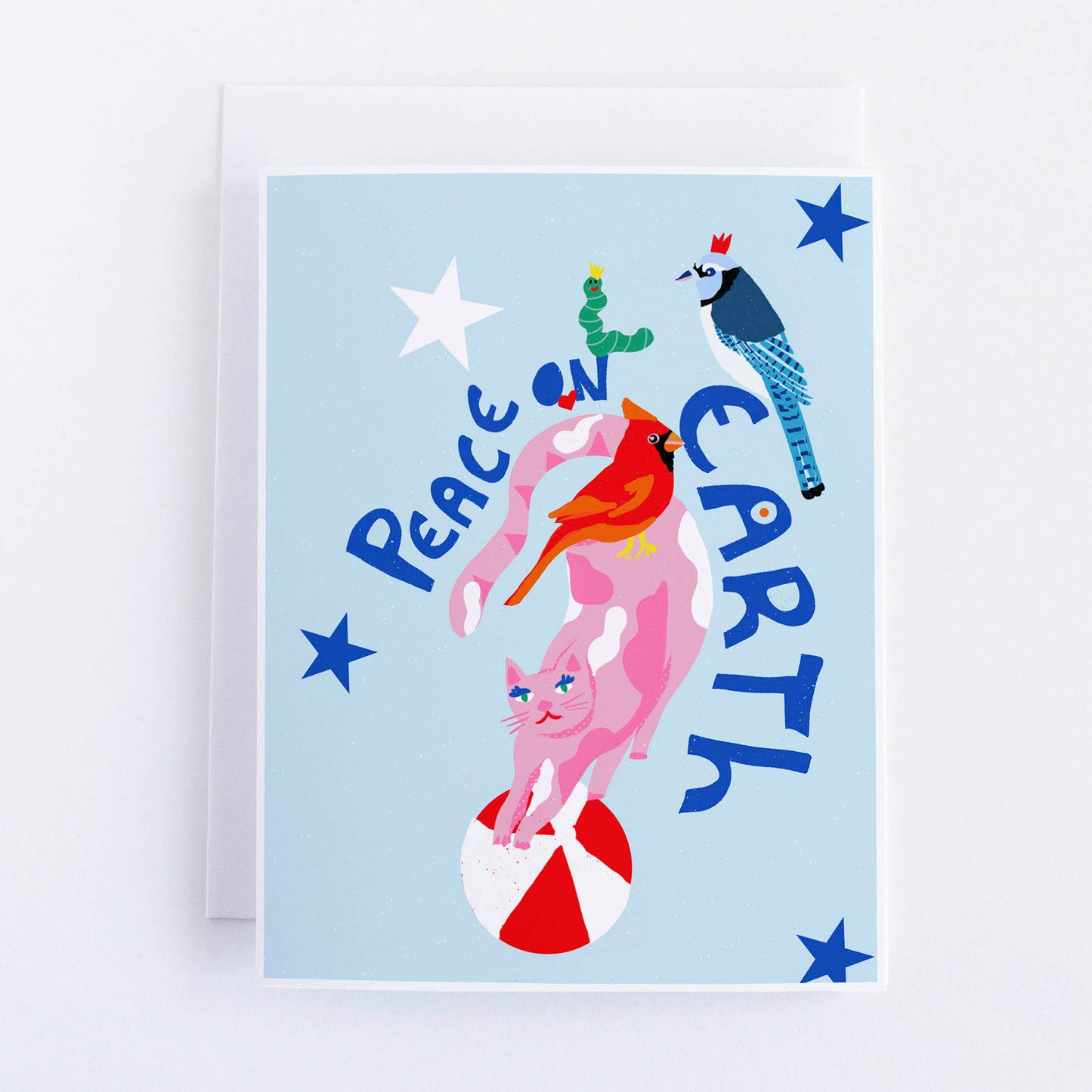 Peace on earth, fun cat greeting card