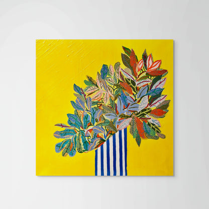 “Buy Yourself Flowers” – Original Mixed Media Painting on Canvas (24x24) - VIOLETREDSTUDIO