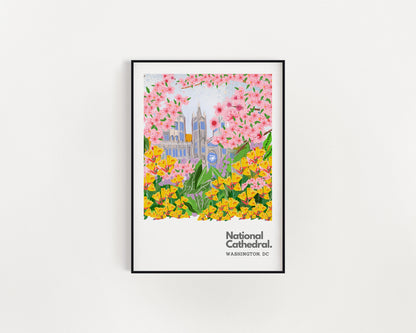 Venue Illustration The National Cathedral of Washington DC Art Print, Cubicle Decor, Travel Prints - VIOLETREDSTUDIO
