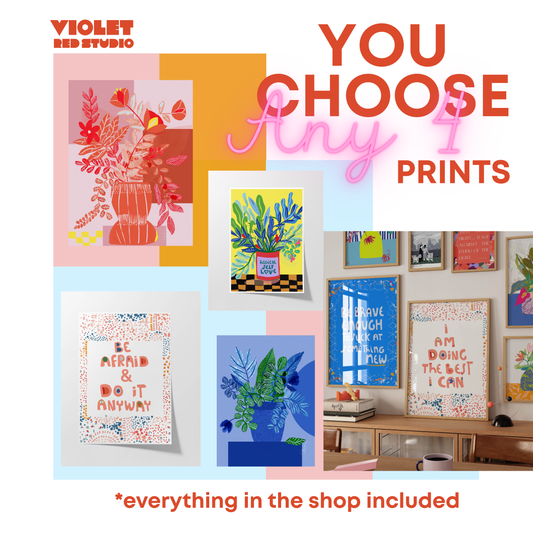 Set of 4 Customizable Art Prints – Create Your Own Gallery Wall | Dorm, College & Home Decor