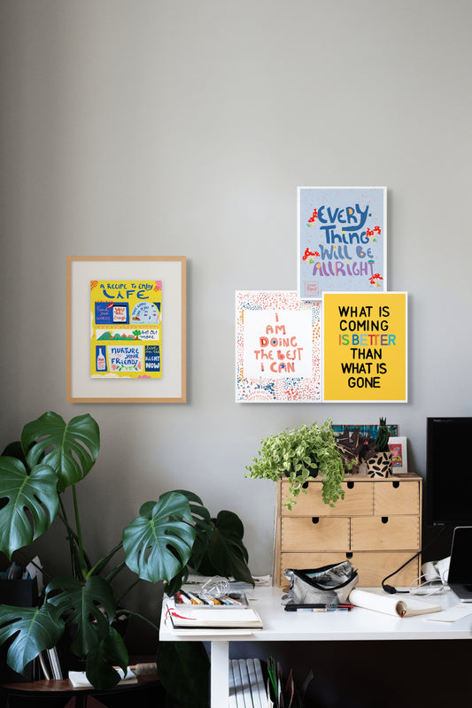 Set of 4 Positive Affirmation Prints – Motivational Dorm Wall Art, Colorful Quote Posters for Gallery Wall & Bedroom Decor