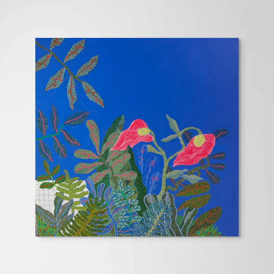 Baile Inolvidable #2 | 36 x 36 Abstract Botanical Original Wall Art | Mixed Media Original on Canvas | One of a Kind - VIOLETREDSTUDIO