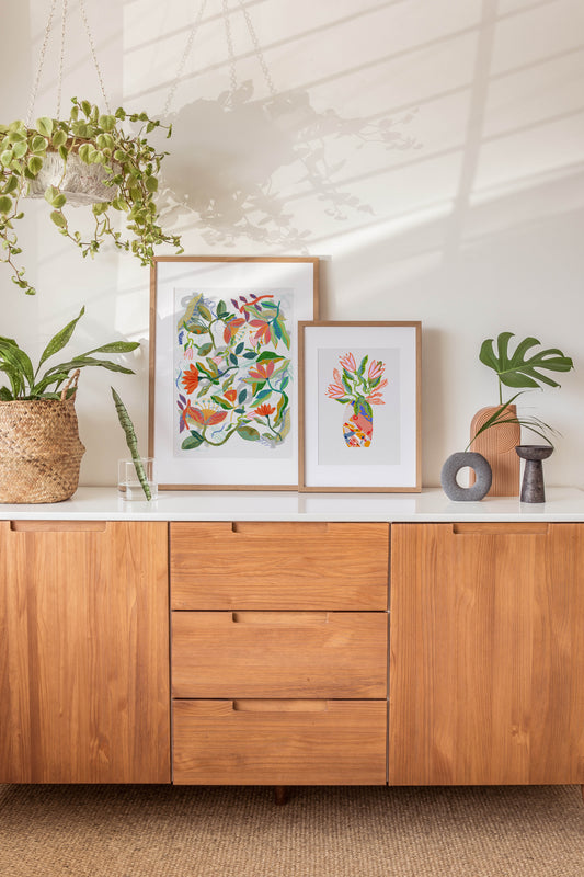 Vibrant Flower Bouquet Art Print: Maximalist Wall Decor for Bold Interiors & Dorm Rooms - VIOLETREDSTUDIO