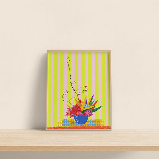 Berry Flower Color Palette Art, New Home Gift, Positive Wall Art, Retro Art Print, Flower Art #12