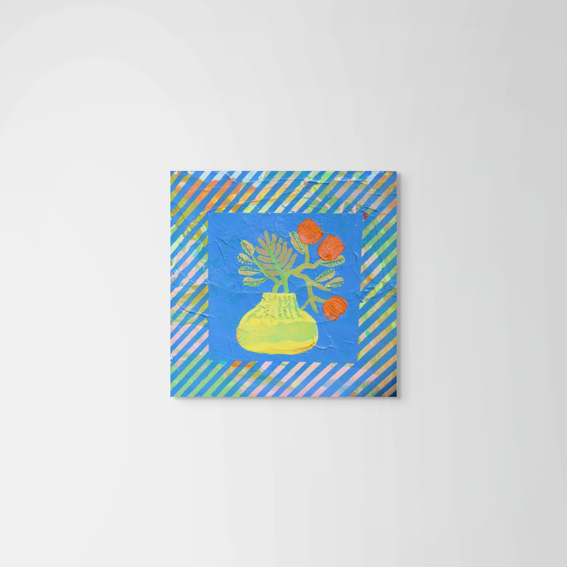 Flowers in Vase #2 - 10x10 Wood Panel - VIOLETREDSTUDIO