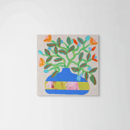 Flowers in Vase #2 - 9x9" Wood on Panel - VIOLETREDSTUDIO