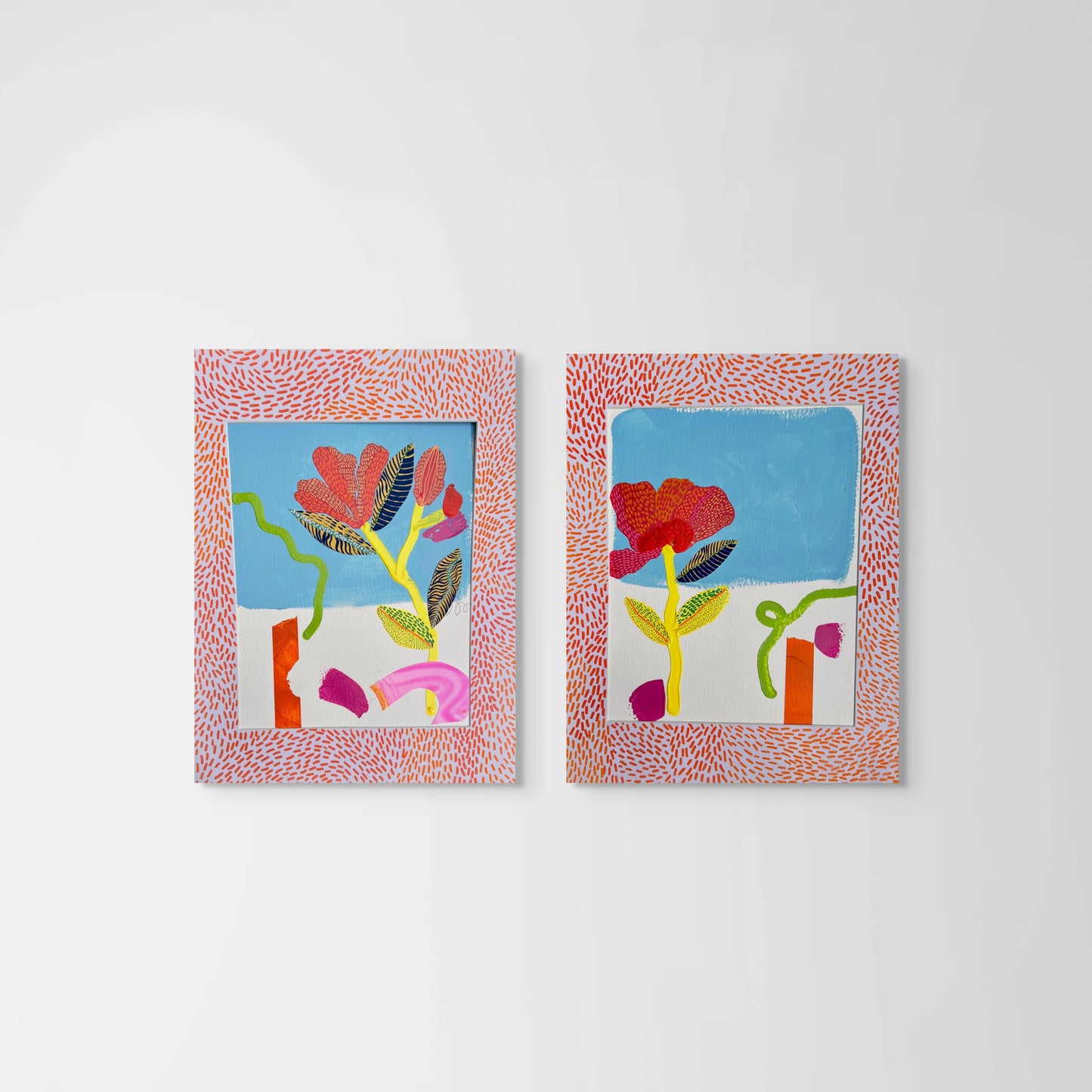 Confetti Garden – Set of 2 Original Flower Artworks