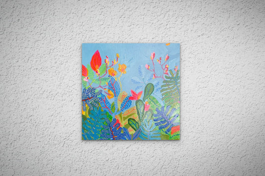 Tropical Radiance – Original Mixed Media on Wood Panel (12x12)