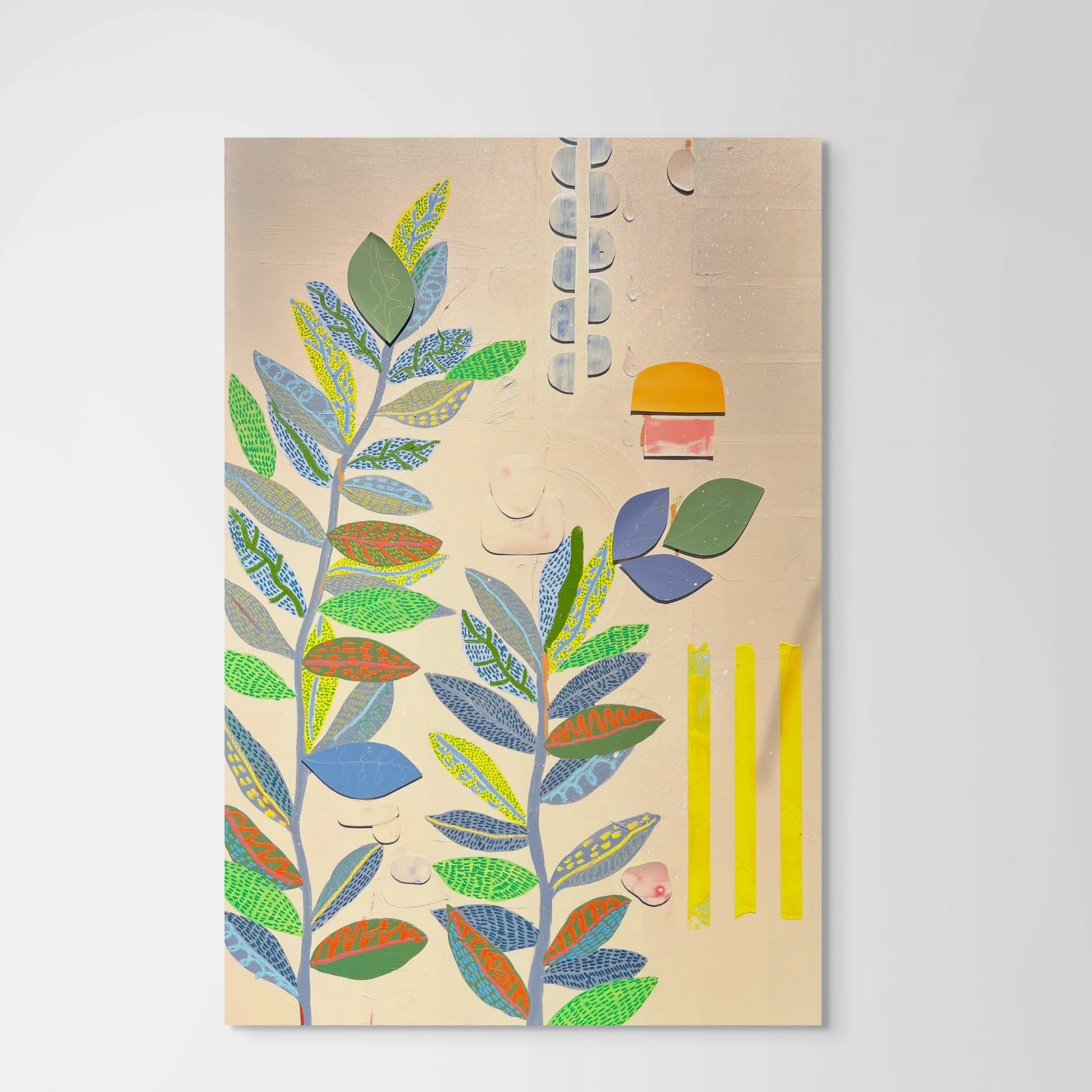 “Stacked Garden” – Original Mixed Media Painting on Canvas ( 36x24") - VIOLETREDSTUDIO