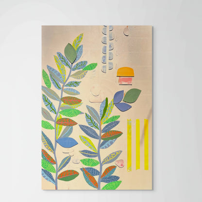 “Stacked Garden” – Original Mixed Media Painting on Canvas ( 36x24") - VIOLETREDSTUDIO